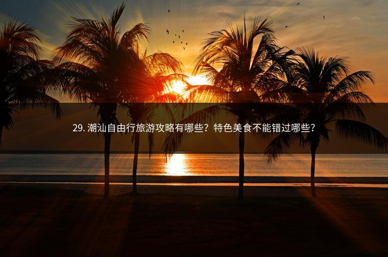 29. 潮汕自由行旅游攻略有哪些？特色美食不能错过哪些？